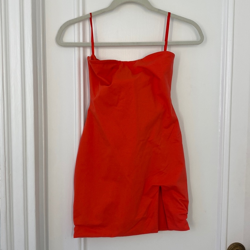 Superdown strapless dress with slit